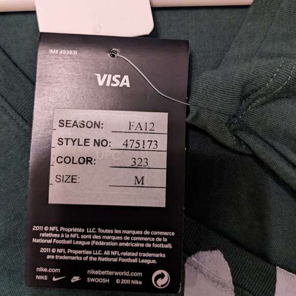 Nike NFL Green Bay Packers V-Neck Tee Womens Size Medium NWT - Picture 5 of 5